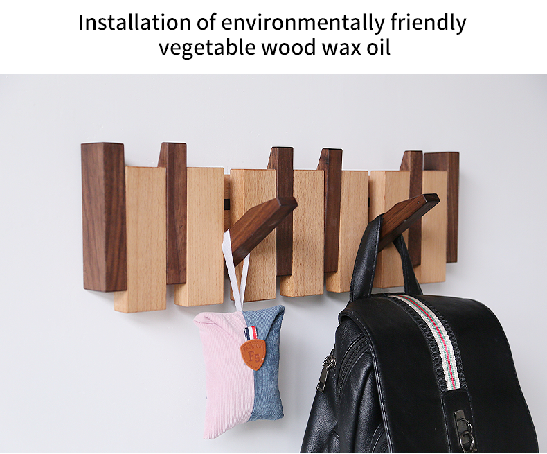 Beech and Walnut Coat Rack Wall Mounted Sticks Piano Clothes Rack Creative Hanging Doorway Entrance Cloak Rack Home Decor