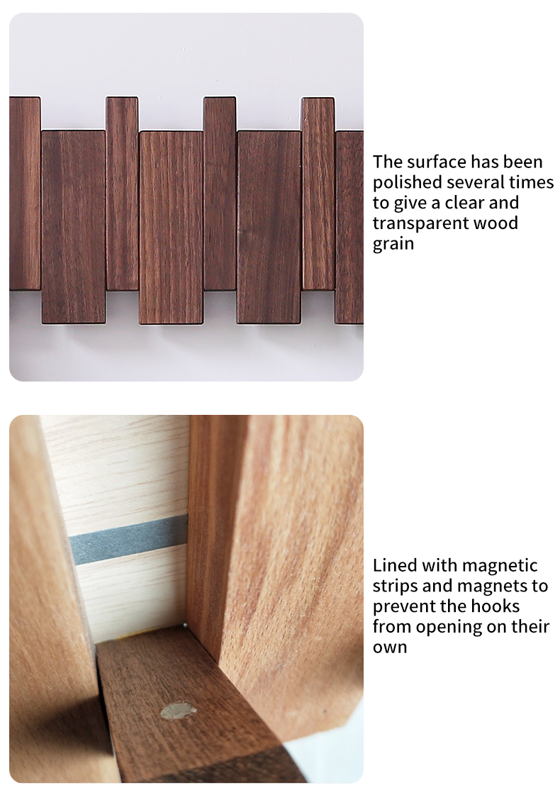 Beech and Walnut Coat Rack Wall Mounted Sticks Piano Clothes Rack Creative Hanging Doorway Entrance Cloak Rack Home Decor