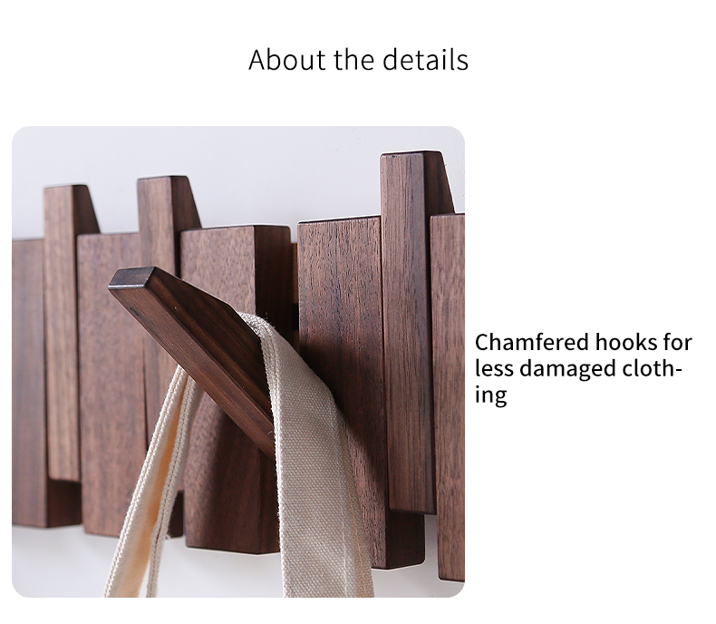 Beech and Walnut Coat Rack Wall Mounted Sticks Piano Clothes Rack Creative Hanging Doorway Entrance Cloak Rack Home Decor