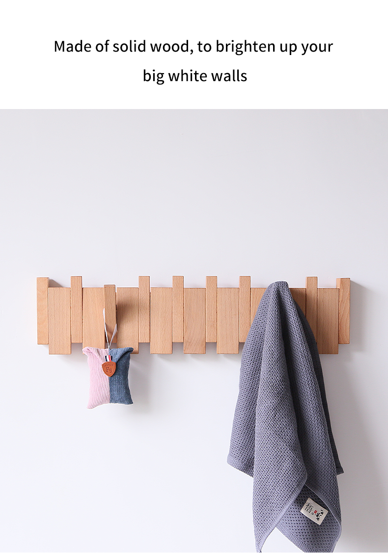 Beech and Walnut Coat Rack Wall Mounted Sticks Piano Clothes Rack Creative Hanging Doorway Entrance Cloak Rack Home Decor