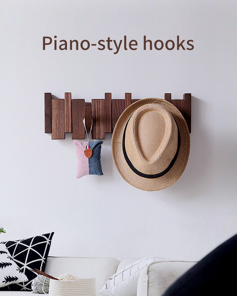 Beech and Walnut Coat Rack Wall Mounted Sticks Piano Clothes Rack Creative Hanging Doorway Entrance Cloak Rack Home Decor