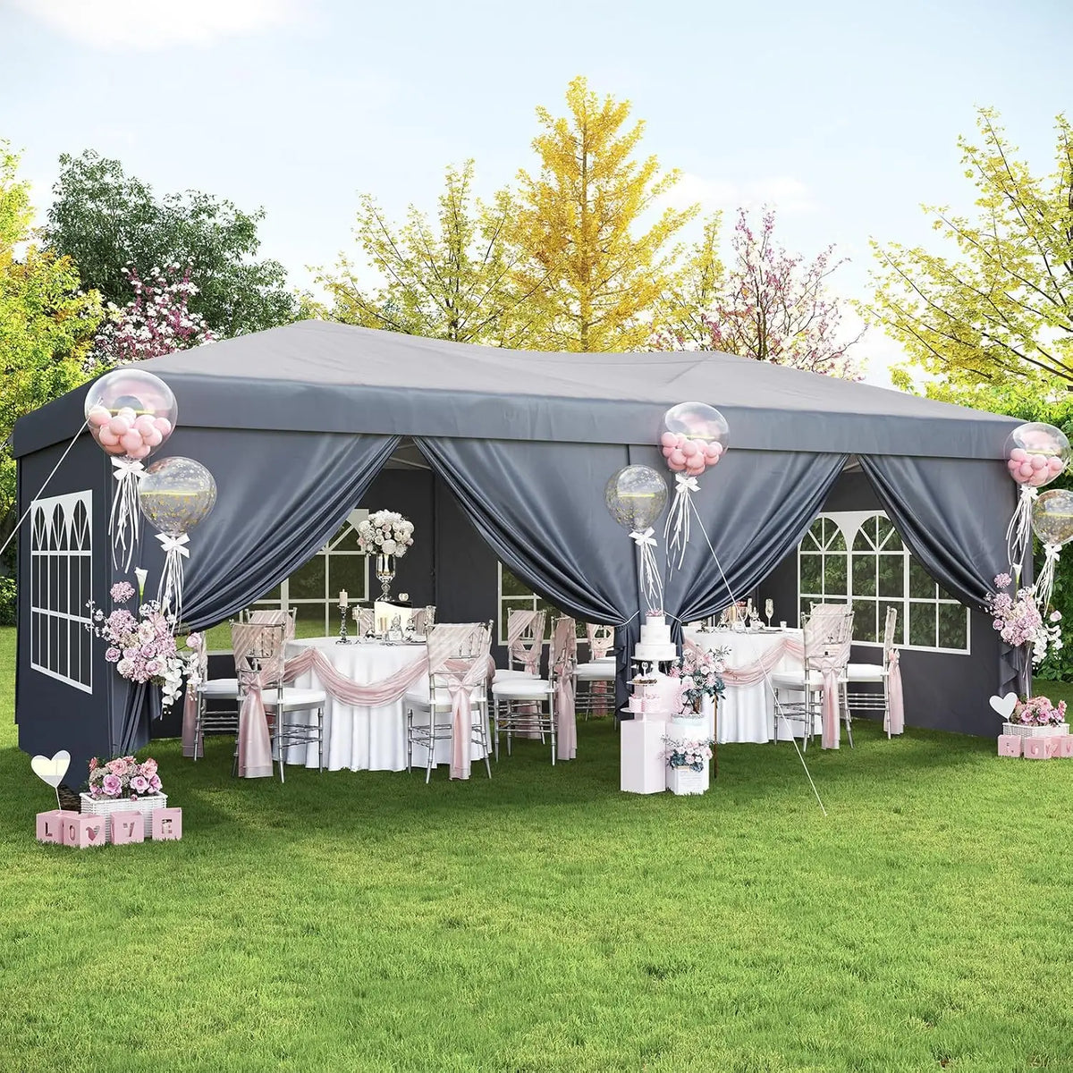 Nordivale 10x20FT Pop Up Gazebo Tent with 6 Sidewalls Waterproof Folding Canopy for Wedding Outdoor Party Commercial Market