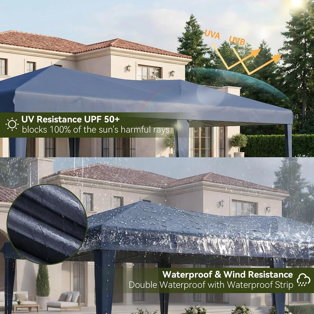 Nordivale 10x20FT Pop Up Gazebo Tent with 6 Sidewalls Waterproof Folding Canopy for Wedding Outdoor Party Commercial Market