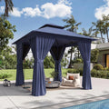 Aoxun 12x10 Heavy Duty Gazebo with Curtain and Mosquito Netting Double Roof Patio Tent Zipper Screen Backyard Garden Lawn Shelter Beige