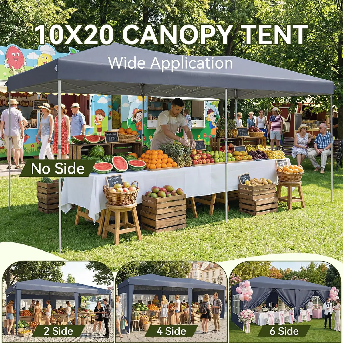 Nordivale 10x20FT Pop Up Gazebo Tent with 6 Sidewalls Waterproof Folding Canopy for Wedding Outdoor Party Commercial Market