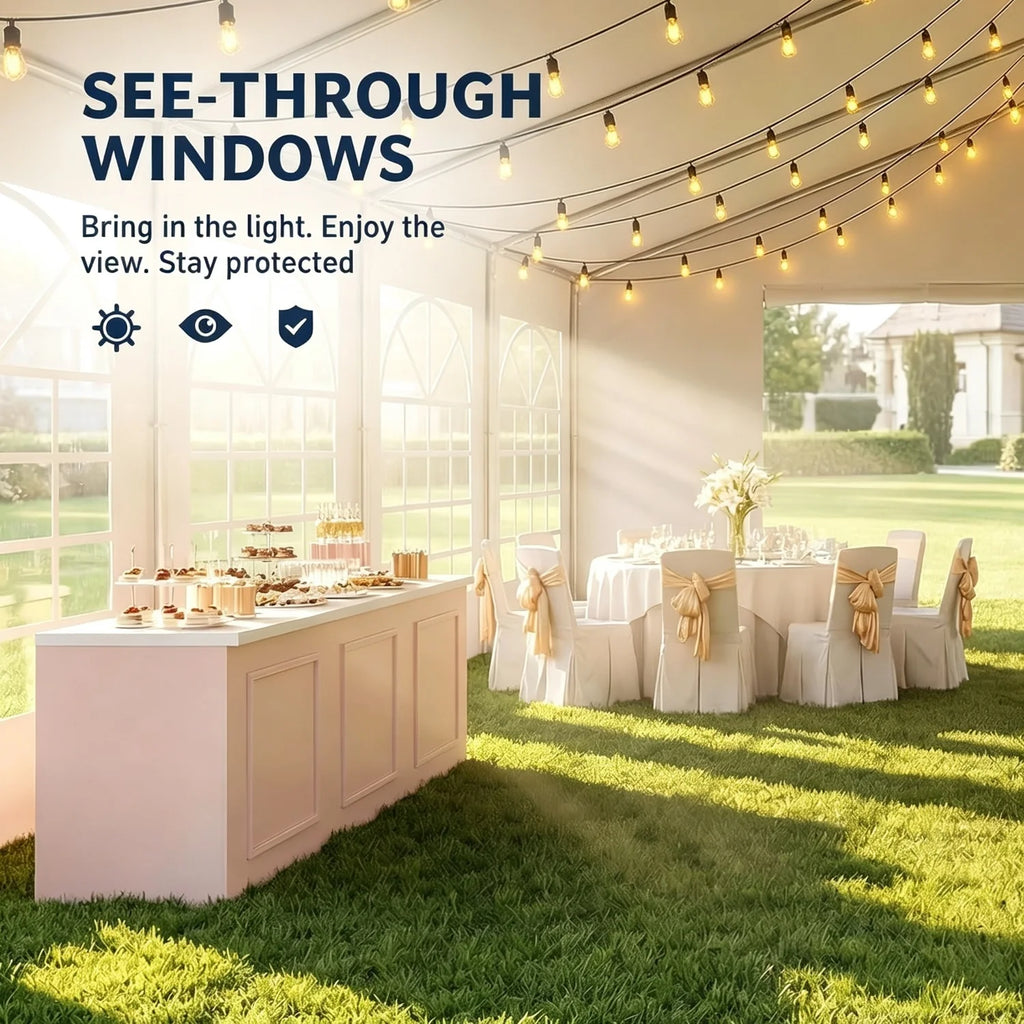 40x20ft Heavy Duty Party Tent Commercial Canopy With Removable Sidewalls Waterproof Wedding Event Tent For Outdoor BBQ Birthday Camping White