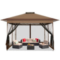 13x13FT Pop Up Gazebos On Clearance Canopy Tent- Upgrade Metal Outdoor Canopy Waterproof - Portable Gazebo with Mosquito Nettings, 4 Ropes 8 Stakes and Carry Bag for Patio Garden