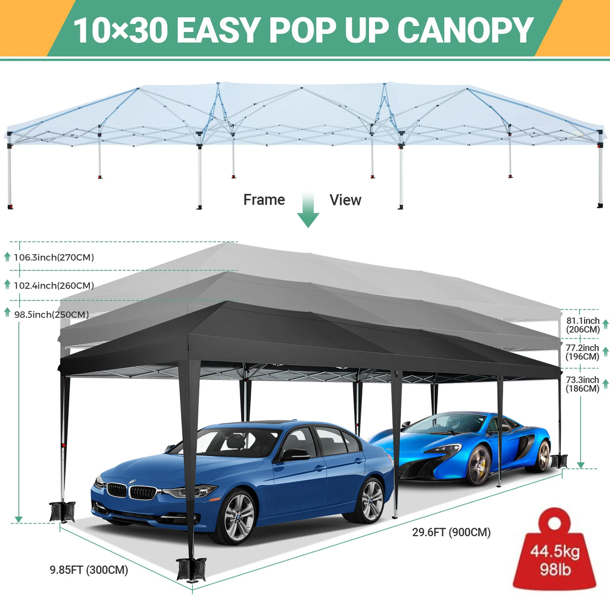 10x30ft Pop Up Canopy Tent with 8 Sidewalls Tents for Party Waterproof Camping Canopy,Outdoor Portable Gazebo for Backyard