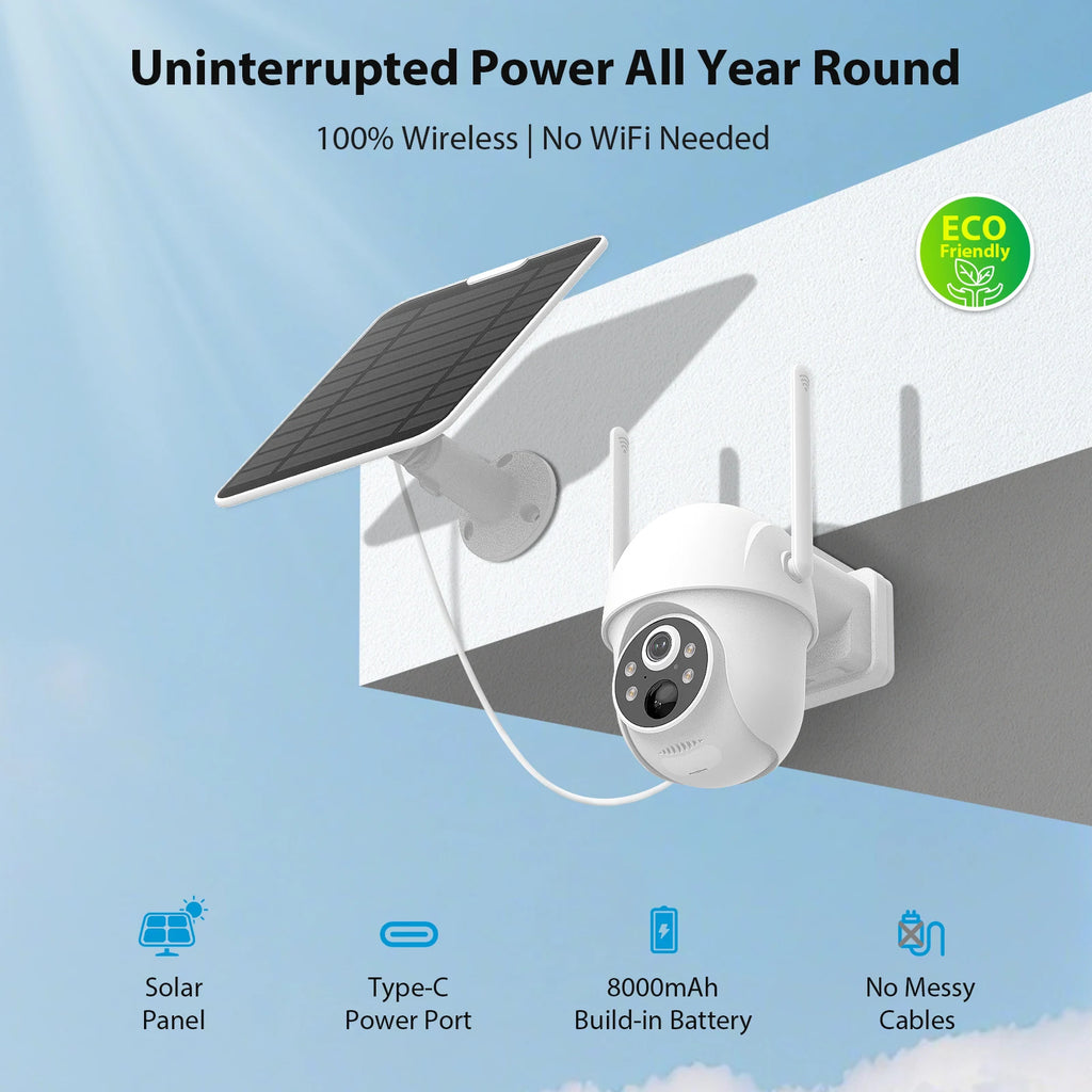 4G Wireless Solar Power Outdoor Security Camera PIR Human Detection Night Vision Waterproof Two-Way Talk IP Camera with SIM Card