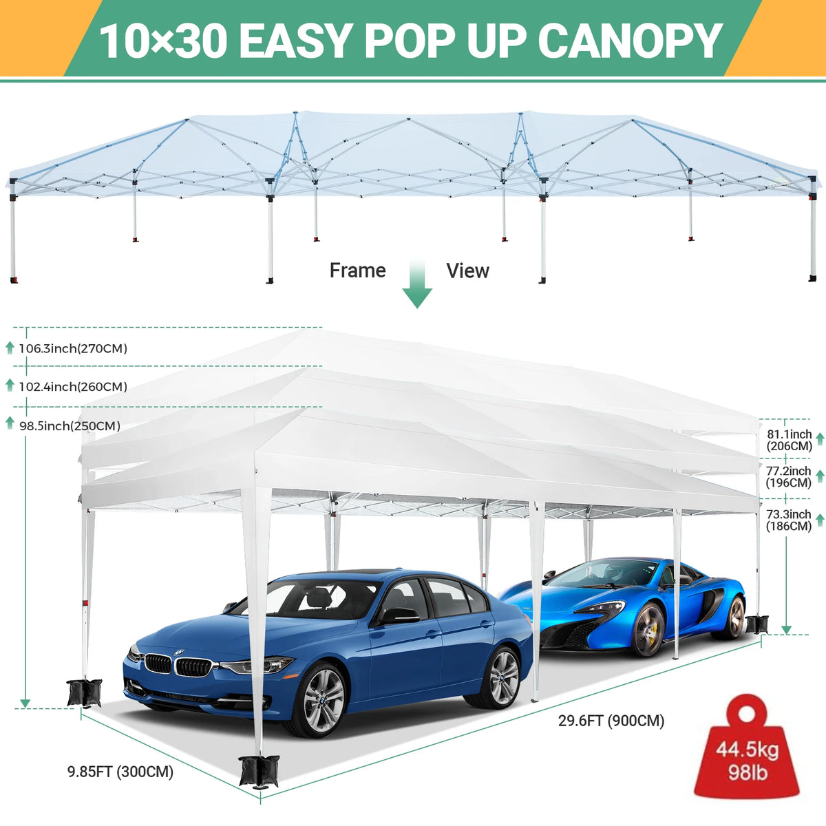 10x30ft Pop Up Canopy Tent with 8 Sidewalls Tents for Party Waterproof Camping Canopy,Outdoor Portable Gazebo for Backyard