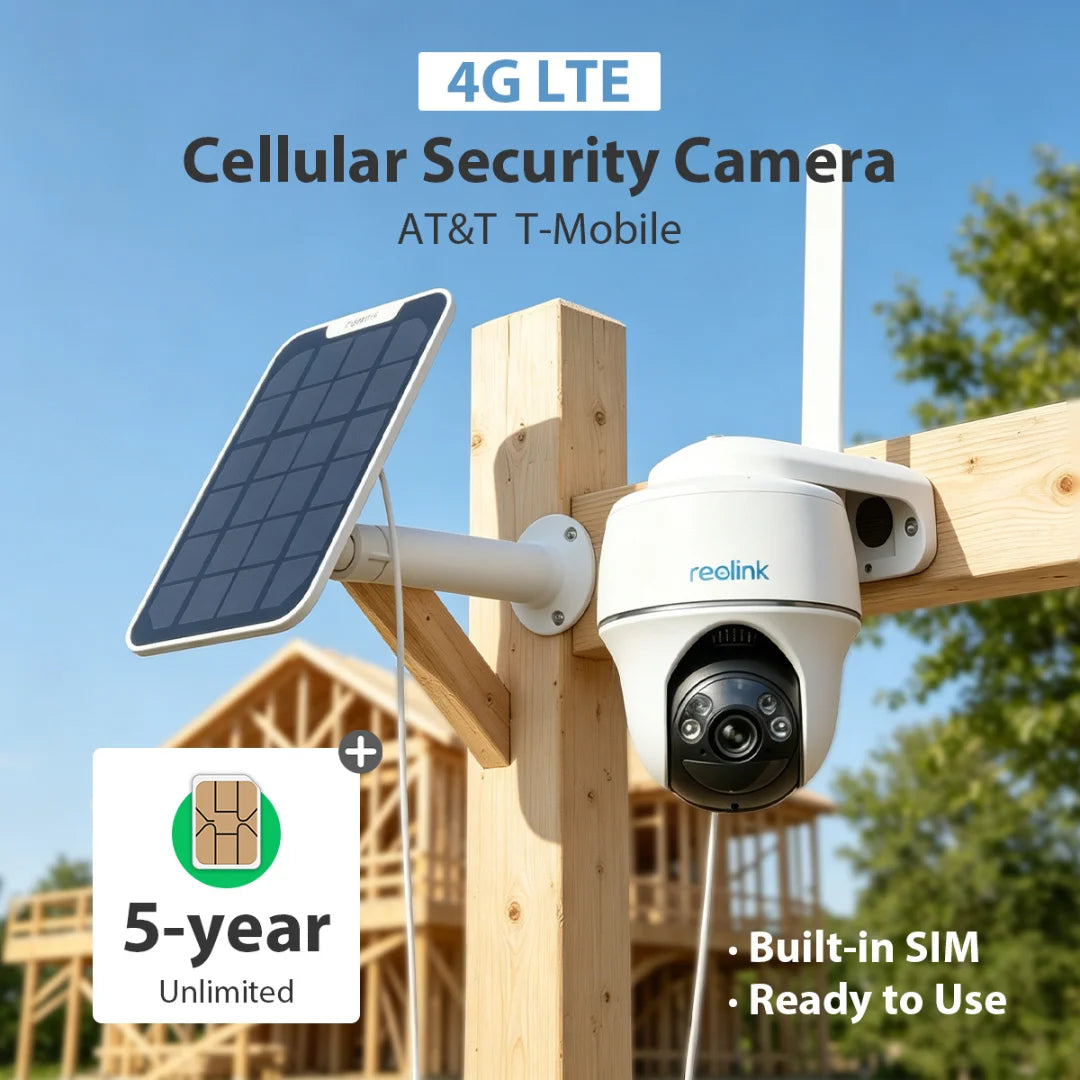 5-Year Unlimited Data with Reolink Security Camera Bundle, 4G LTE Outdoor Solar Wireless Surveillance Camera, Plug and Play