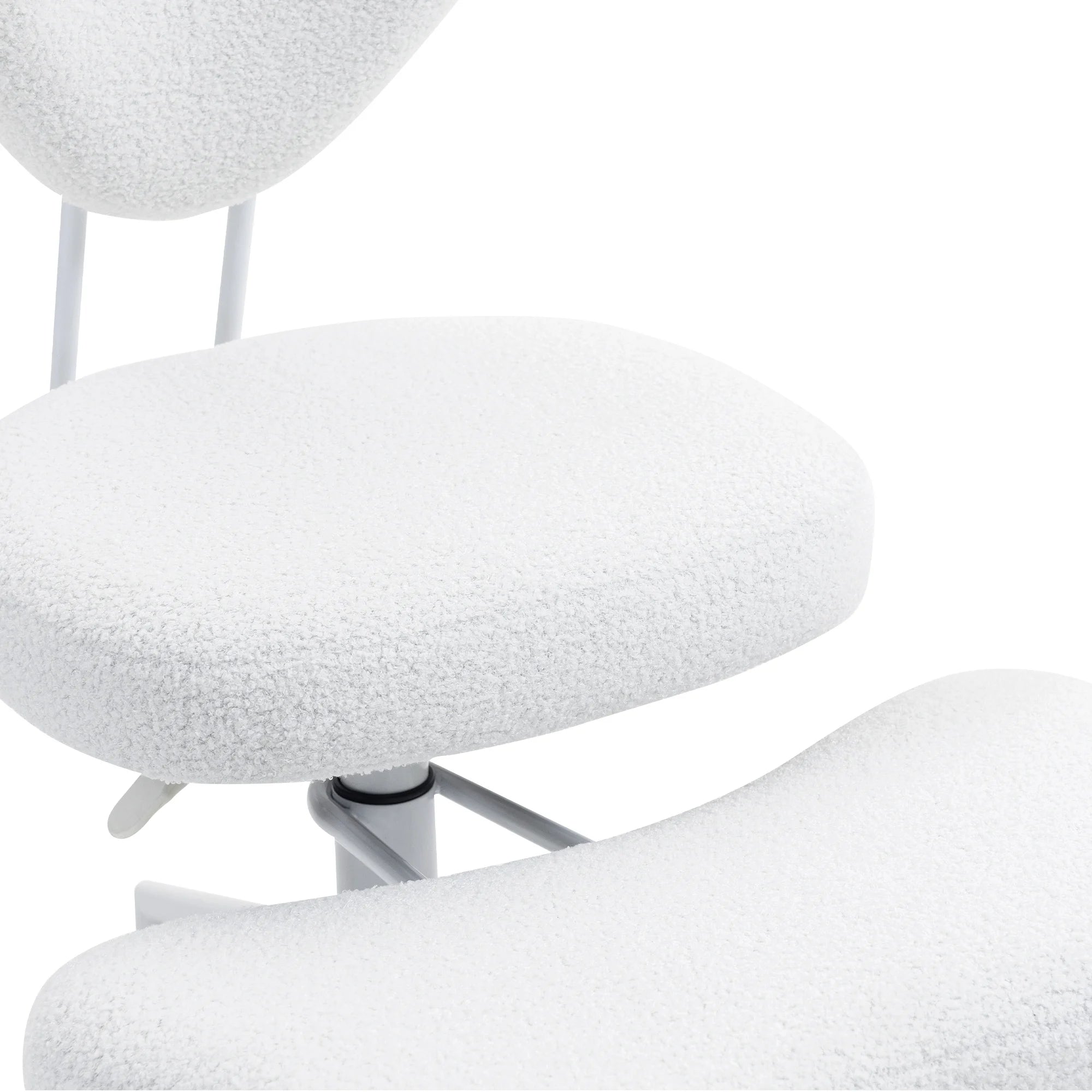 Ergonomic Cross-Legged Meditation Chair with Lumbar Support, Adjustable Height Swivel Office Chair, Teddy Fabric Beige