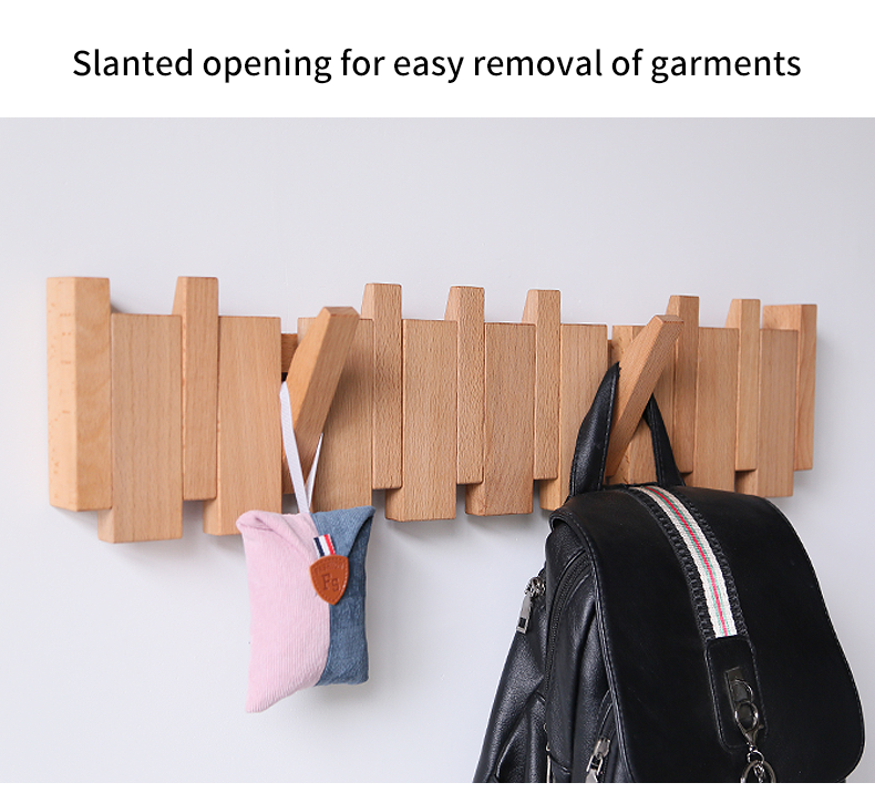 Beech and Walnut Coat Rack Wall Mounted Sticks Piano Clothes Rack Creative Hanging Doorway Entrance Cloak Rack Home Decor