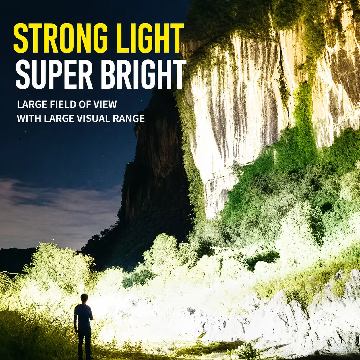 WARSUN D498 Rechargeable Handheld Searchlight, Powerful Long-Range LED Flashlight with Large-Capacity Battery and Long Runtime