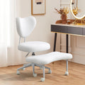 Ergonomic Cross-Legged Meditation Chair with Lumbar Support, Adjustable Height Swivel Office Chair, Teddy Fabric Beige