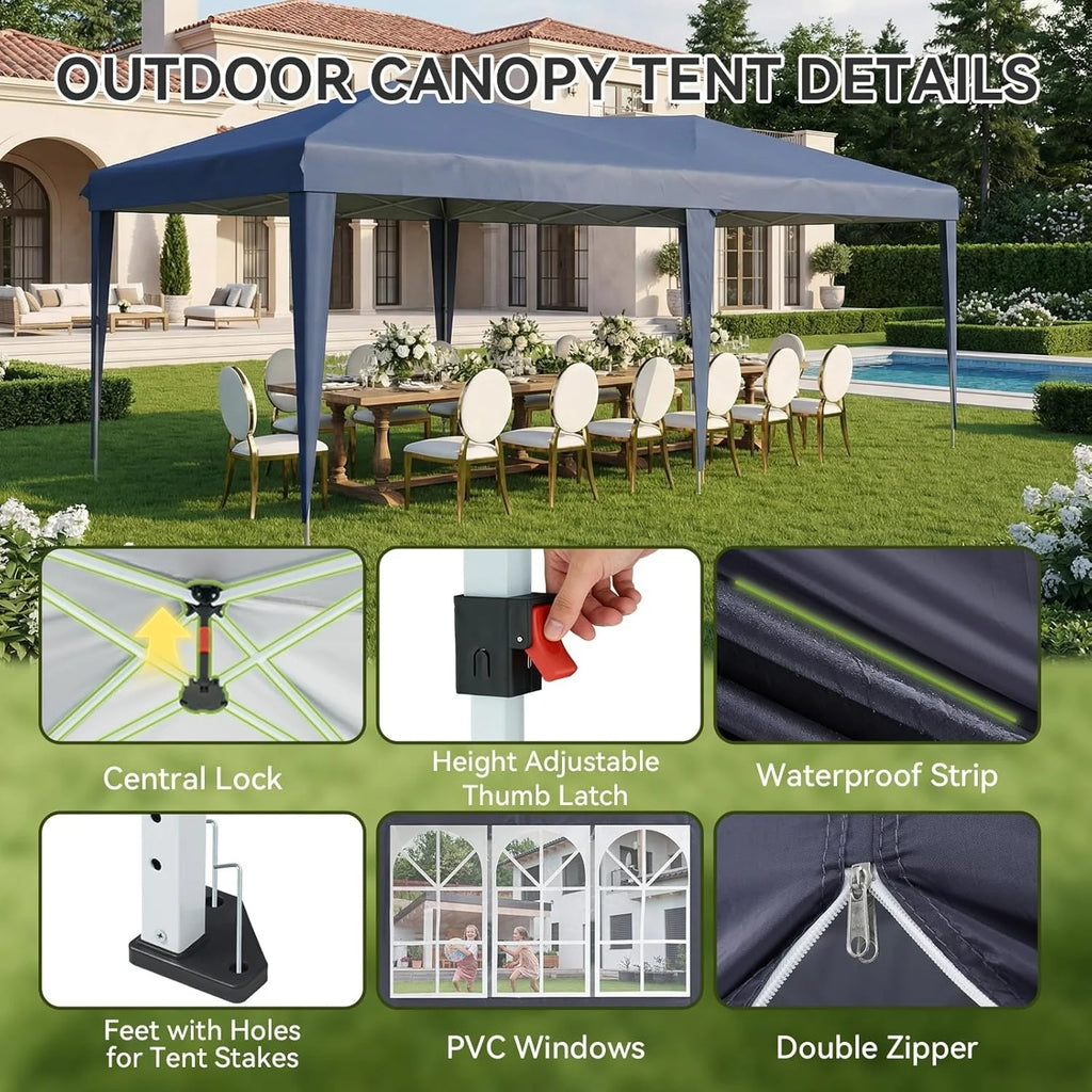 Nordivale 10x20FT Pop Up Gazebo Tent with 6 Sidewalls Waterproof Folding Canopy for Wedding Outdoor Party Commercial Market
