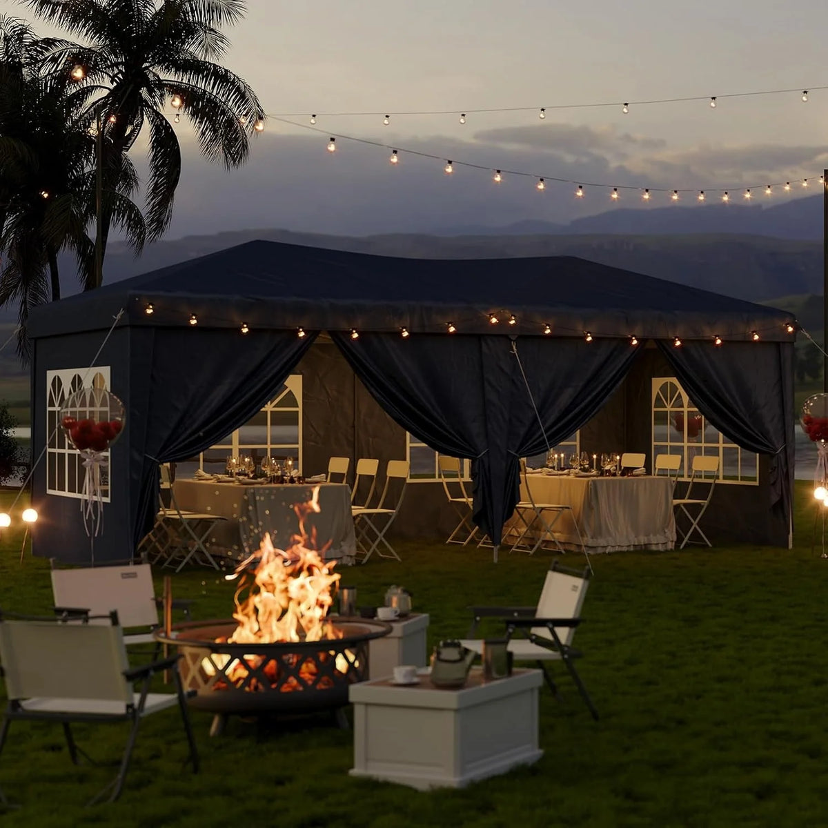 Nordivale 10x20FT Pop Up Gazebo Tent with 6 Sidewalls Waterproof Folding Canopy for Wedding Outdoor Party Commercial Market