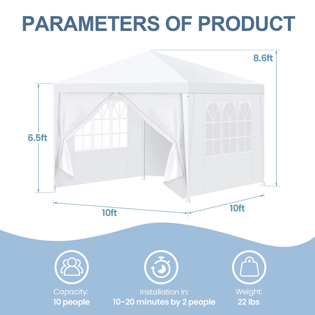 10x10 10x20 10x30ft Pop Up Party Tent Heavy Duty Gazebo Canopy with Removable Sidewalls | Waterproof Outdoor Wedding Tent, BBQ Pavilion & Event Shelter | Portable Backyard Sunshade Canopy Top