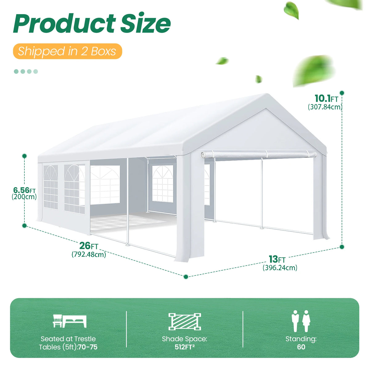 10x30FT Party Tent Heavy Duty, Large Outdoor Wedding Tents for Parties with 8 Sidewalls & Built-in Sandbags,Waterproof Event Canopy Gazebo Commercial Tent for Carport,Camping,Patio,Windproof