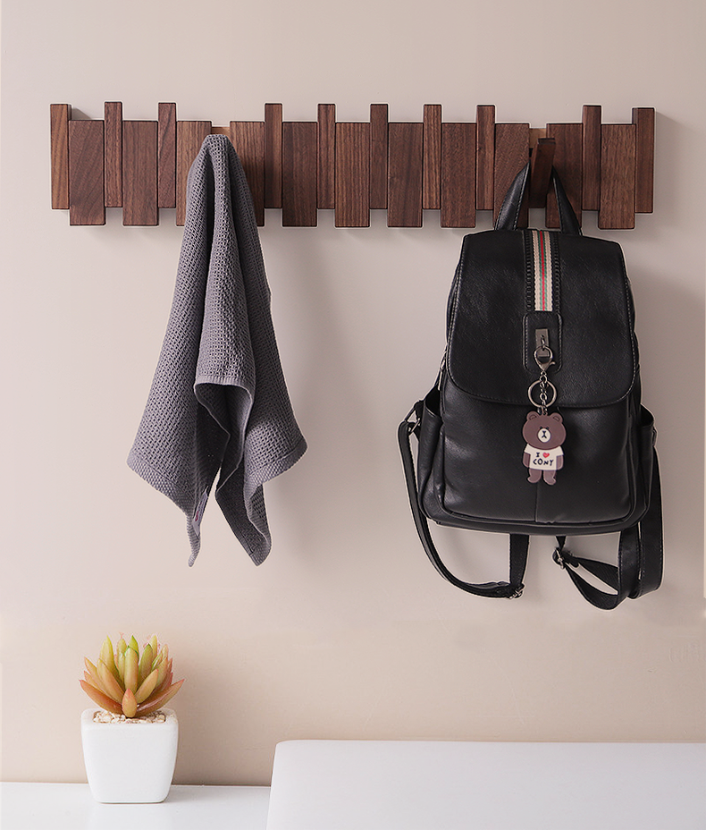 Beech and Walnut Coat Rack Wall Mounted Sticks Piano Clothes Rack Creative Hanging Doorway Entrance Cloak Rack Home Decor