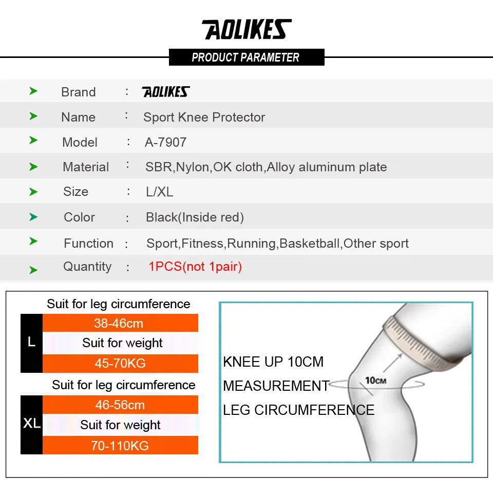 AOLIKES 1PC Knee Joint Brace Support Adjustable Knee Stabilizer Kneepad Strap Patella Protector Orthopedic Arthritic Guard