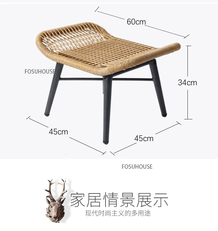 Rattan Chair Three Piece Set Balcony Table Combination Outdoor Furniture Armrest Single Rattan Sofa Recliner Patio Outdoor Chair