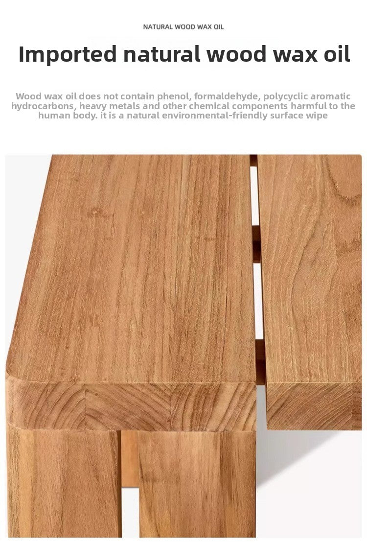 Luxury Outdoor Dining Set Teak Wood Dining Chair Natural Travertine Dining Table Waterproof Villa Patio Garden Furniture