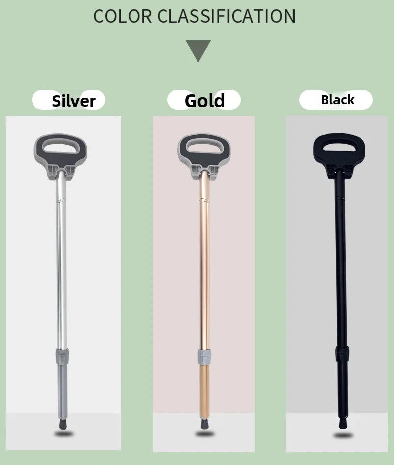 Aluminum Alloy Elderly Cane  Scratch-Resistant Multi-Function Hiking Stick  Foldable Walking Seat Adjustable Trekking Pole
