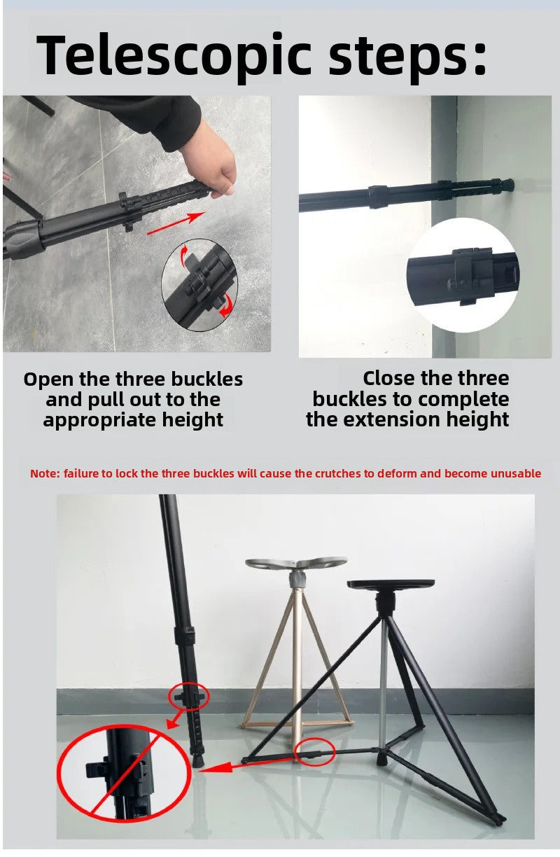 Aluminum Alloy Elderly Cane  Scratch-Resistant Multi-Function Hiking Stick  Foldable Walking Seat Adjustable Trekking Pole