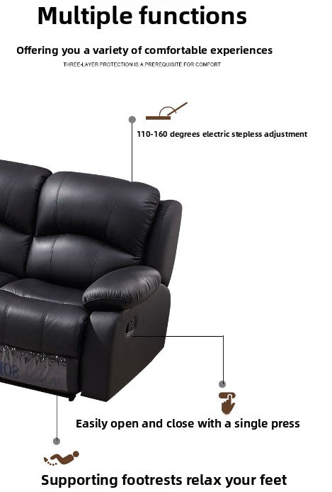Genuine Leather Sofa Living Room Set Electric Sofa 3 2 1 Seat Genuine Electric Power Leather Recliner Sofa Set