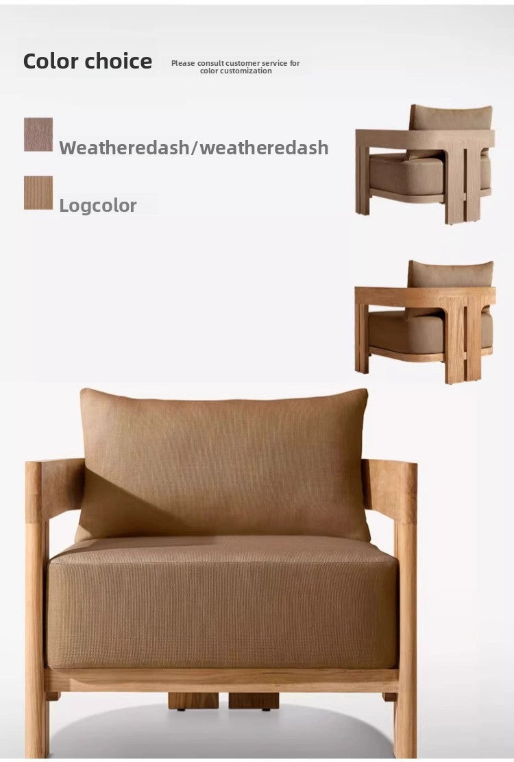 Luxury Outdoor Dining Set Teak Wood Dining Chair Natural Travertine Dining Table Waterproof Villa Patio Garden Furniture