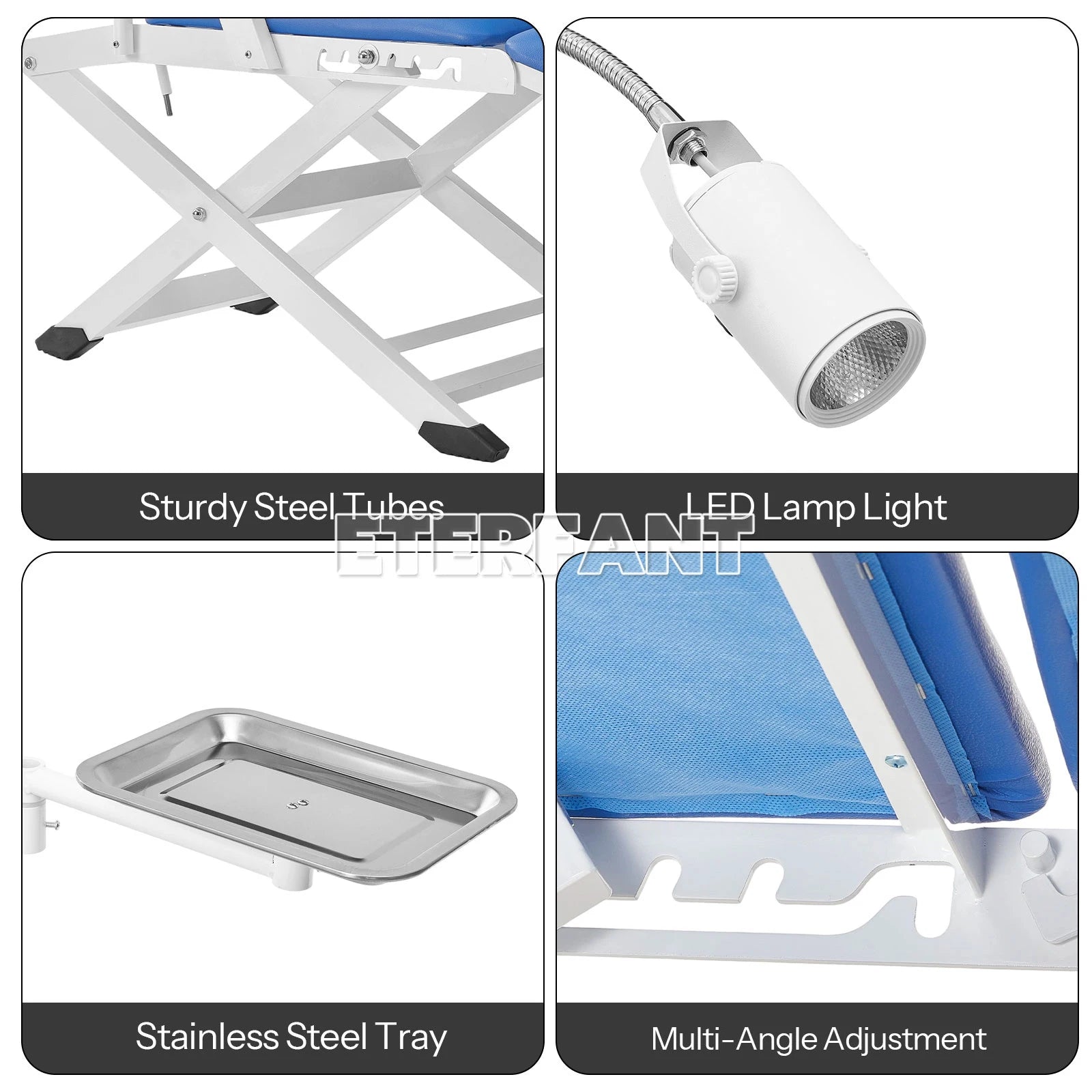 Dental Mobile Chair Black/Blue/Folding Chair with LED Light+Turbine Unit 4H PU/3Layer Trolley Cart Tool Mobile ABS with Socket