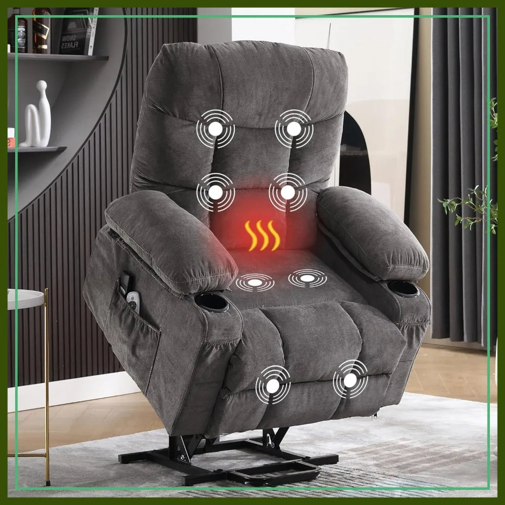Power Lift Recliner Chair for Elderly with Vibration Massage & Lumbar Heat, Electric Recliner Sofa with Cup Holders, USB Port