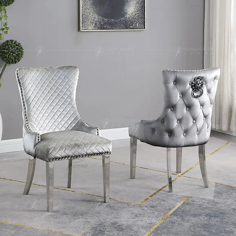 Stainless steel creative dining chair high-end restaurant dining table banquet designer flannel chair