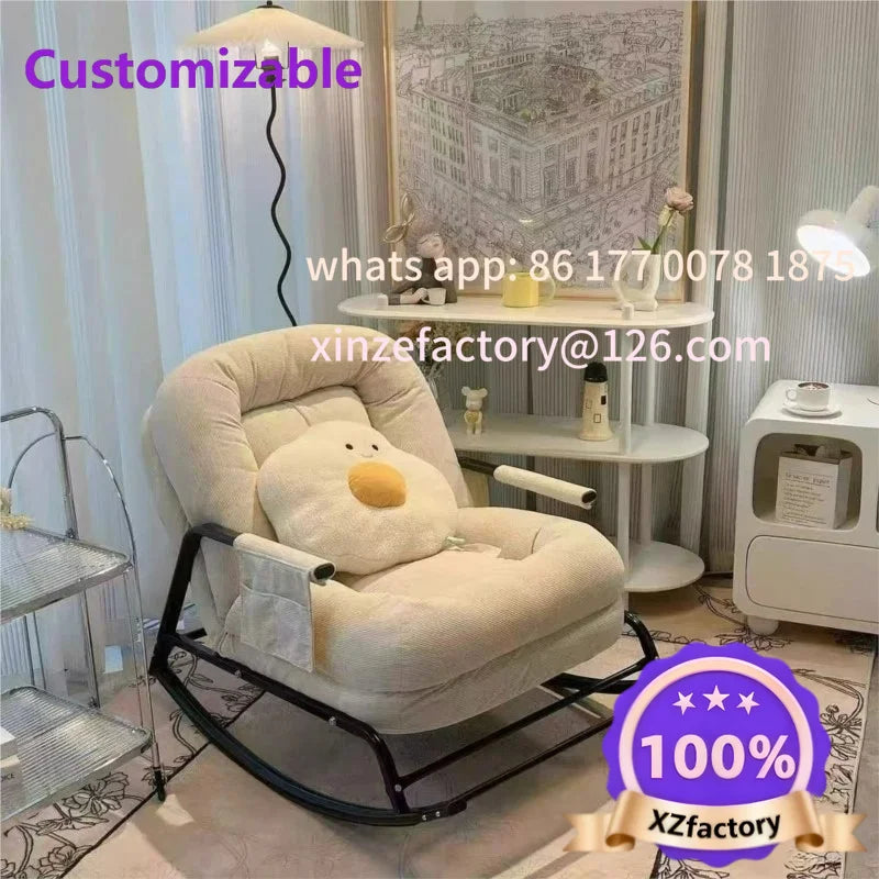 Customizable Can Sit or Lie Down Adult Lazy Rocking Chair Home Living Room Balcony Leisure Lounge Chair Bedroom Single