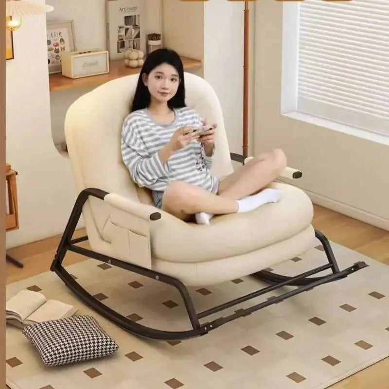 Thickened Carbon Steel Living Room Chairs Nordic Simple Recliner Rocking Chairs Comfy Luxury Woonkamer Stoelen Home Furniture