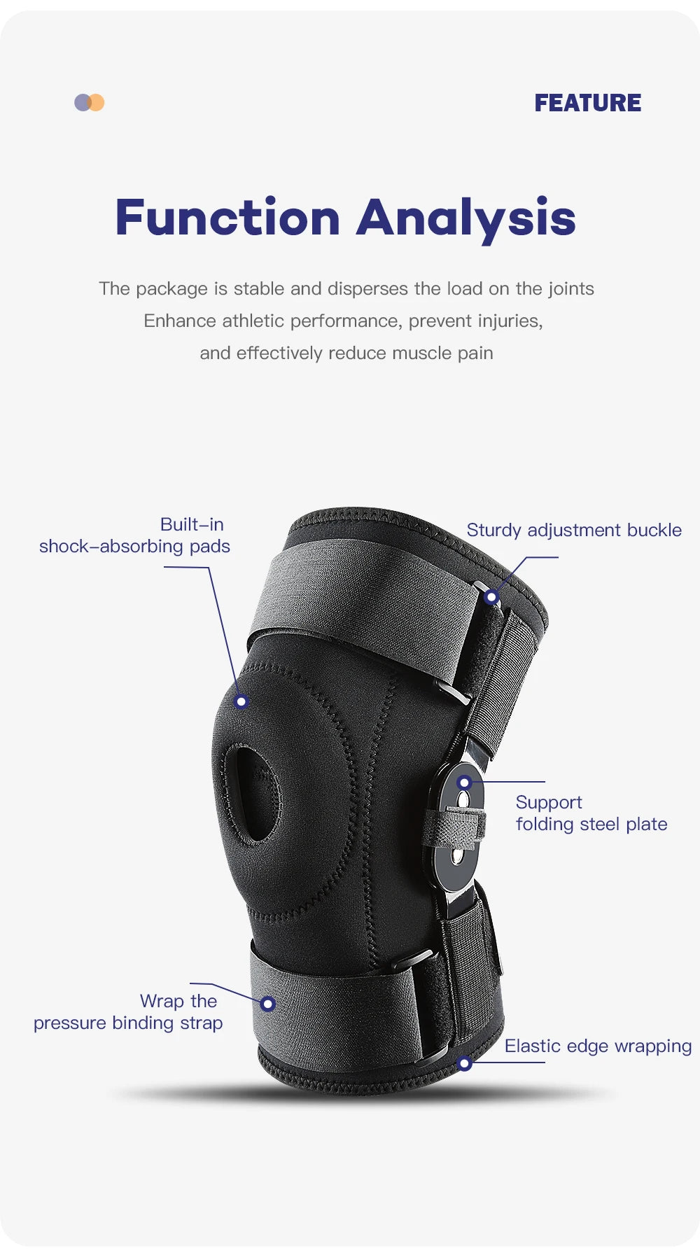1 piece - Adjustable knee pad with double-layer steel plate stabilizer, suitable for both men and women, knee joint support, dou