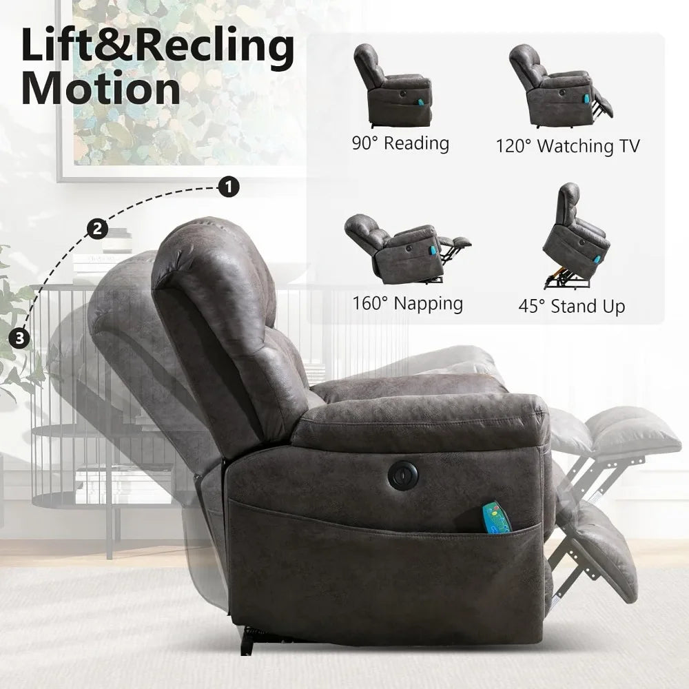 Massage Recliner Chair, Overstuffed Rocker Lazy Boy Chairs with Vibration&Gently Heat,Fabric Ergonomic Manual Nursery, Custom