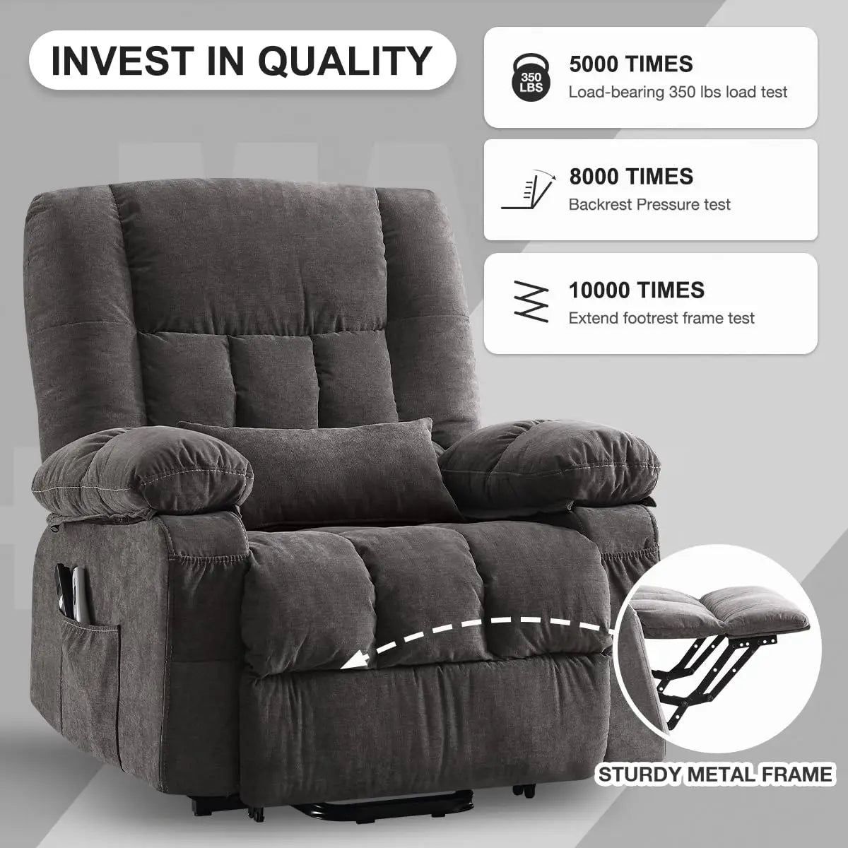 Power Lift Recliner Chair for Elderly with Vibration Massage and Heating Functions, Electric Recliner Single Sofa, Customized