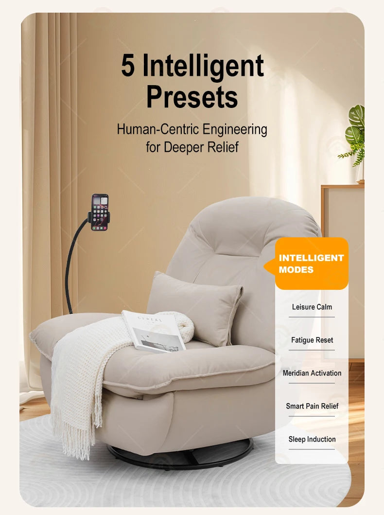 Luxury Lazy Style Relaxing Massage Sofa Chair 270 Rotating and Swinging Kneading Reclining Chair Sofa Chair with Massage