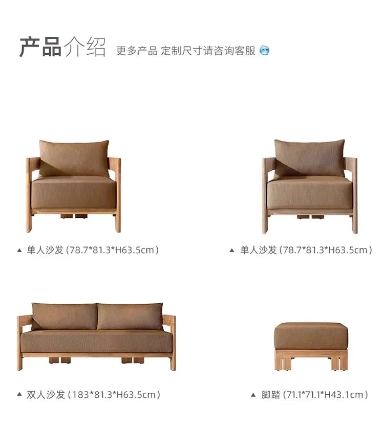 Villa Courtyard Teak Sofa Outdoor Garden Solid Wood Outdoor Terrace Hotel Leisure Furniture Combination