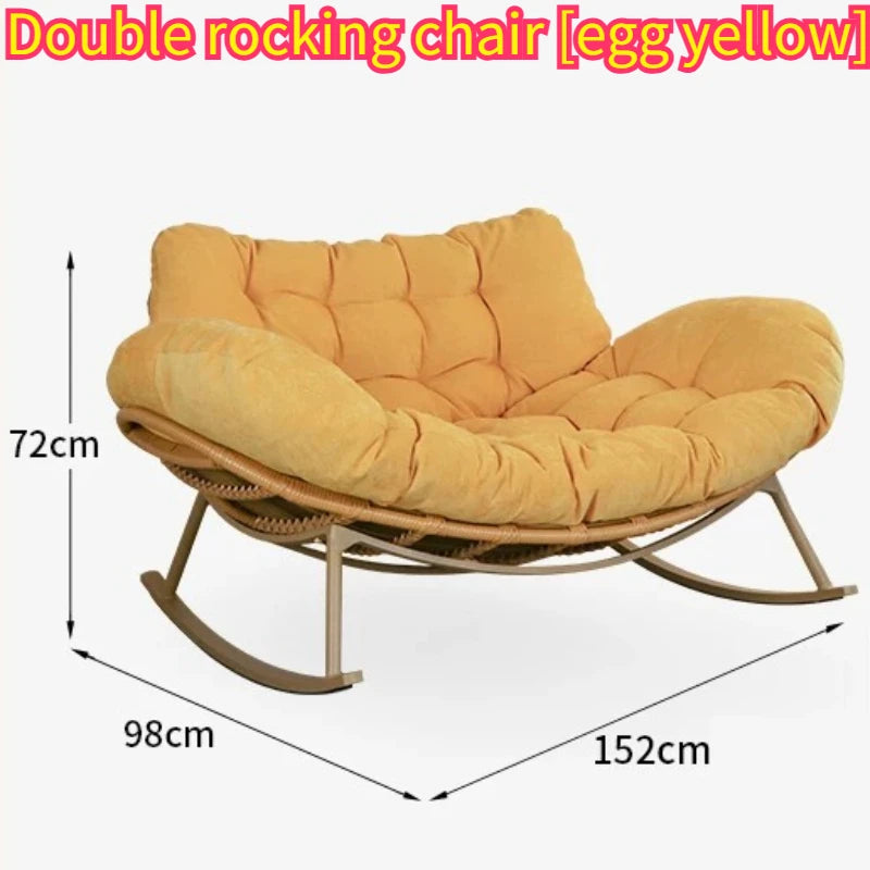 Lazy Rocking Chair Double Lounge Chair Single Sofa Chair Rattan Balcony Home Leisure and Comfortable Lunch Break Can Sleep