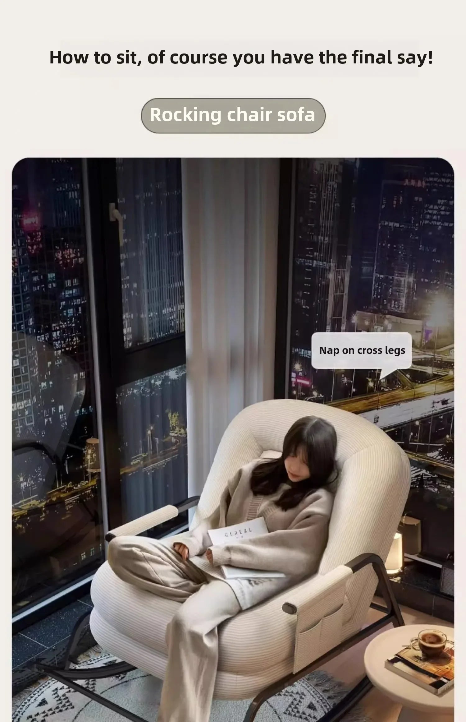 Modern Adult Single Lazy Sofa Reclining Chair Home Folding Leisure Chair Living Room Balcony Bedroom Hotel/Dining Metal