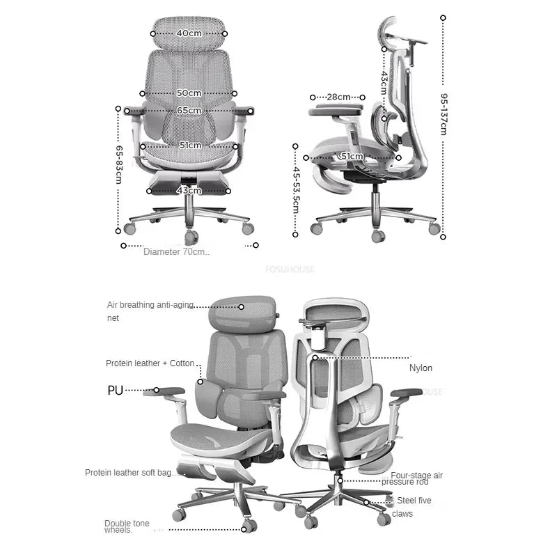 European Ergonomic Office Chairs Home Computer Chair Gaming Chair Nordic Office Furniture with Backrest Waist Protector Armchair