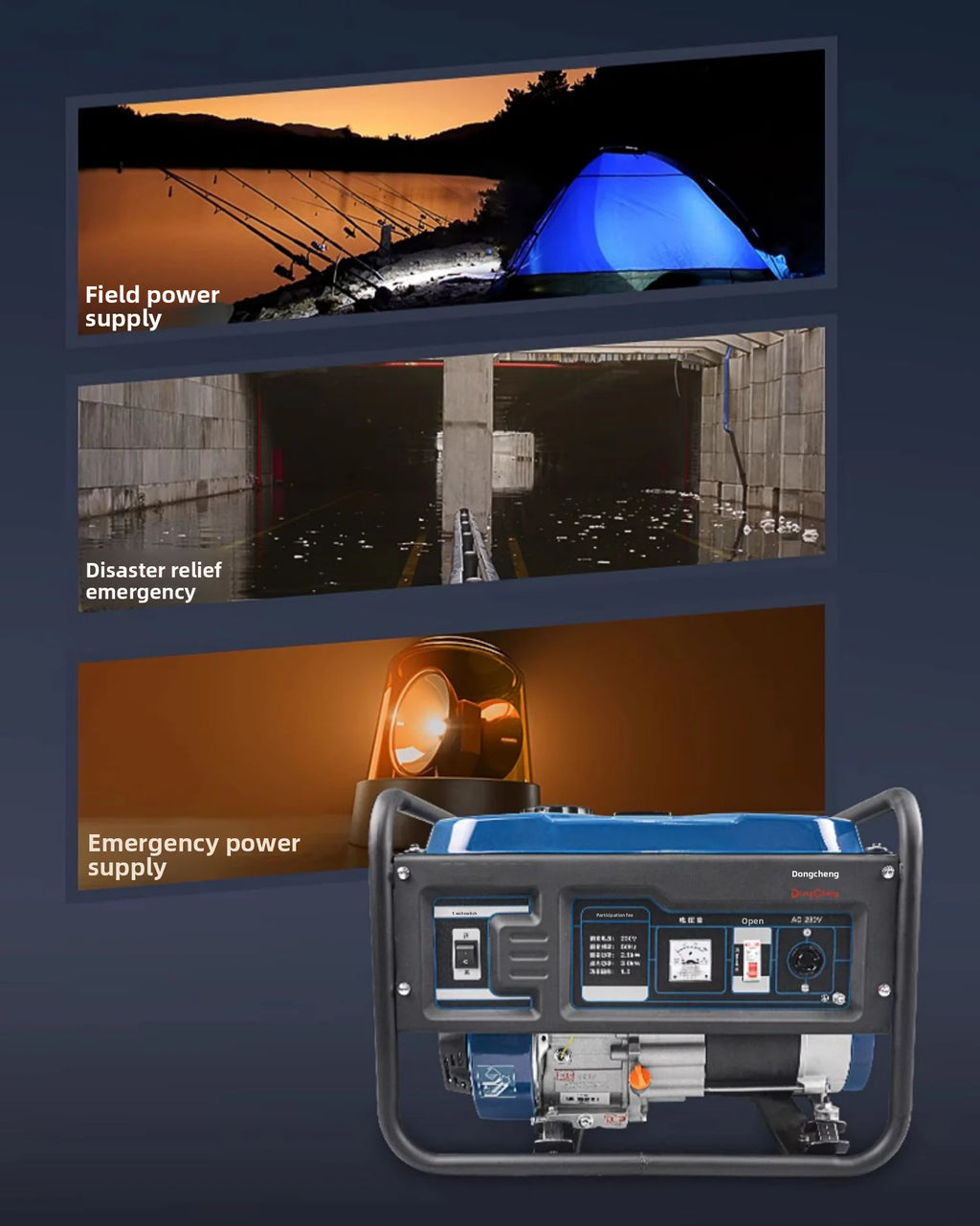 Portable 4-Stroke Single Cylinder Silent Inverter oline Generator 230V 50Hz for Camping & Outdoor Use
