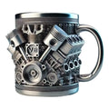Stainless Steel Drink Mug Engine Design Water Drink Mug Beverage Tea Juice Milk Container Double Wall Insulated for Morning