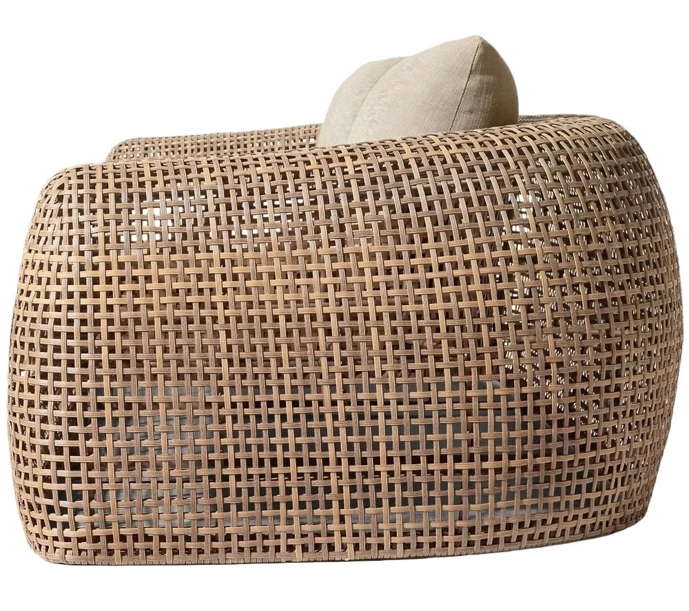 Modern Stylish PE Rattan Sofa Natural Wood Finish High-End Outdoor Patio Furniture Sets for Hotels Villas