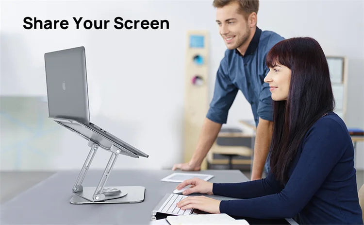 Ultra Slim 360 Swivel Aluminum Alloy Laptop Holder Foldable Portable Compact Notebook Computer Riser For Office Desk