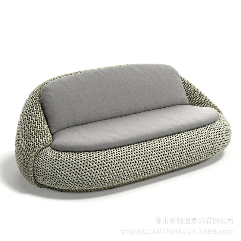 Outdoor Sofa Outdoor Sofa Courtyard, Rattan-Woven, Waterproof And-Resistant, Aluminum Alloy, Suitable Balconies, Terraces,