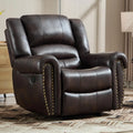 #Overstuffed Leather Rocker Recliner Chair Manual Single Sofa Living Room Bedroom Dark Brown, Customized
